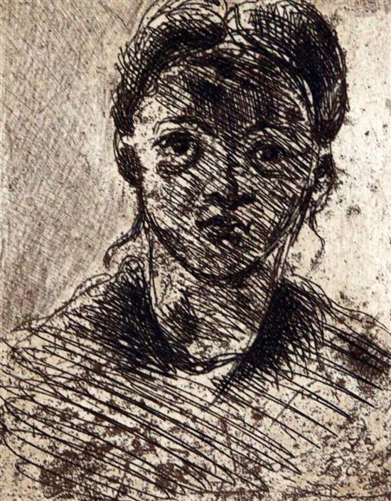 Paul Cezanne (1839-1906) Tete de jeune fille 4.75 x 3.75in.